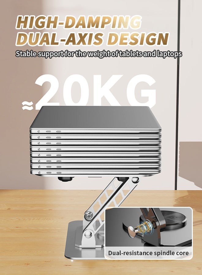 حامل كمبيوتر محمول من سبائك الألمنيوم مزود بمروحة تبريد، قاعدة دوارة بزاوية 360° لرفع الكمبيوتر المحمول، مناسب لـ MacBook Pro 2021 Air و Chromebook و iPad Pro/Air والمزيد، متوافق مع أجهزة الكمبيوتر المحمولة مقاس 10 إلى 17.3 بوصة - Image 3