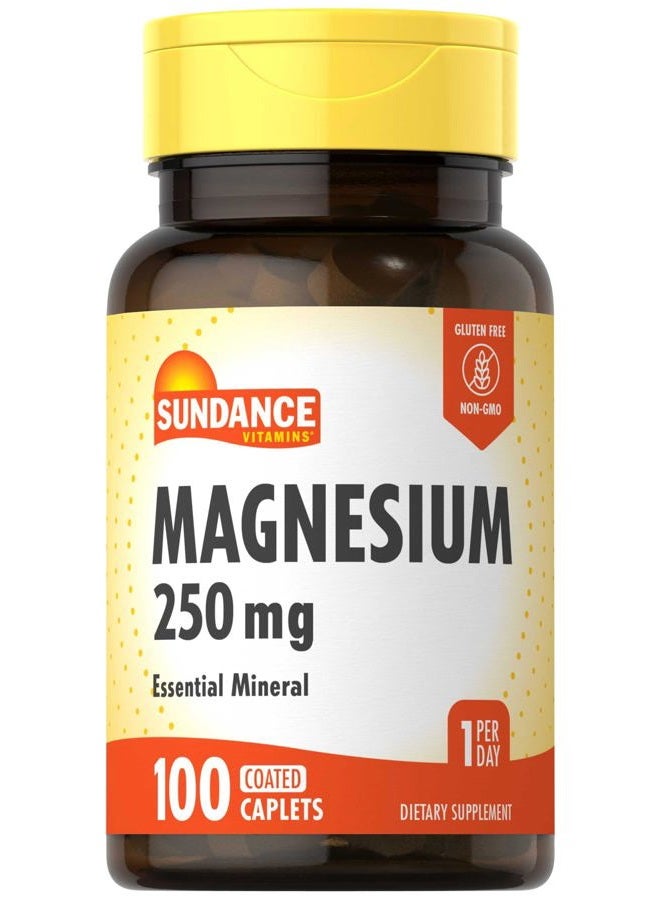 Sundance Magnesium Supplement | 250mg | 100 Caplets | Essential Mineral Formula | Vegetarian, Non-GMO, & Gluten Free - Image 1