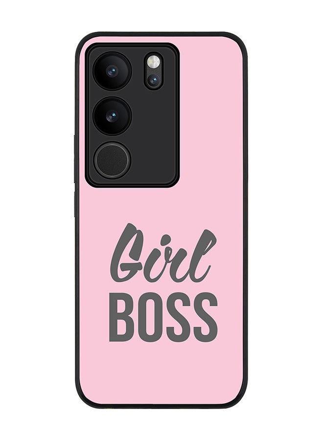 Stylizedd Rugged Black Edge case for Vivo V29 / Vivo V29 Pro / Vivo S17, Slim fit Soft Flexible Rubber Edges Anti Drop Cover - Girl Boss (Pink) - Image 1