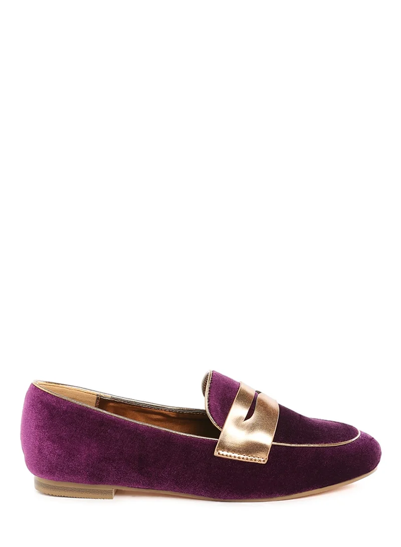 لندن راج حذاء بيني ستراب مخملي باللون الأرجواني