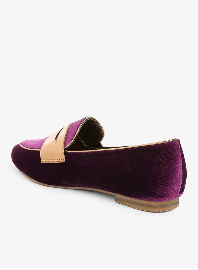London Rag PURPLE Penny Strap Velvet Loafers in Purple for Women | Best Price UAE