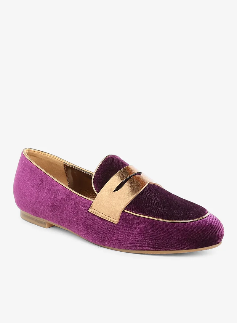 London Rag PURPLE Penny Strap Velvet Loafers in Purple for Women | Best Price UAE