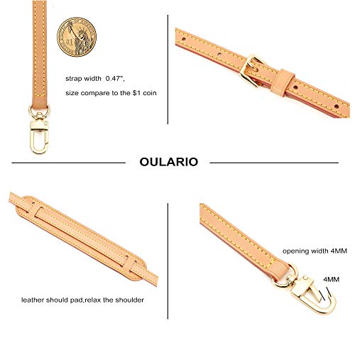 OULARIO Vachetta Leather Adjustable Crossbody Strap for Pochette Small Bags Favorite Mini NM Eva PM MM (Vachetta Leather Strap with Shoulder pad) - Image 4