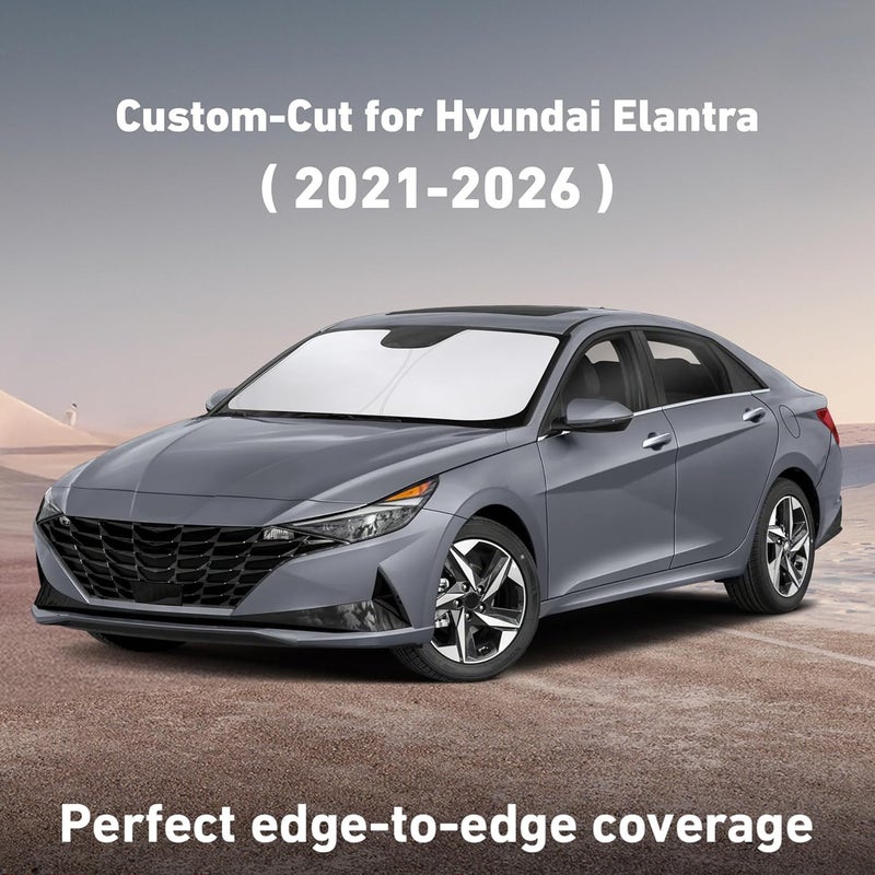 EcoNour Windshield Sunshade for Hyundai Elantra 2021-2024 2025 2026, Sun Visor for Front Windshield & Window Sun Shade Cover, UV Heat Blocker & Protector, Car Accessories - Image 2