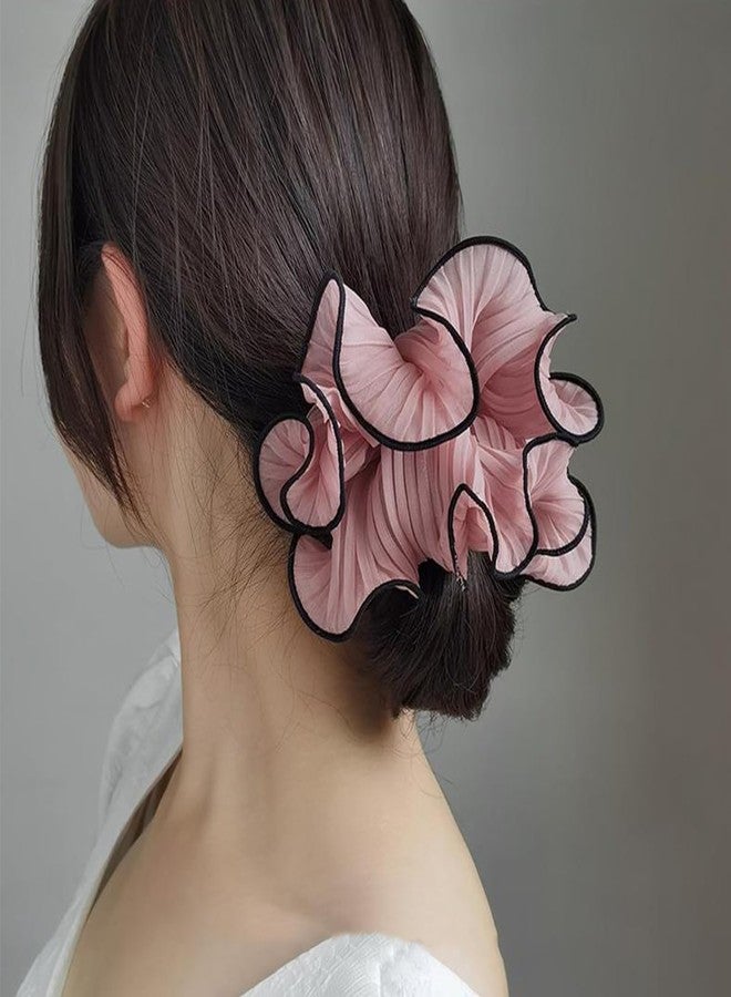 VSAKSH 2Pcs, Large Pleated Chiffon Hair Scrunchies Hair Ties Extra Large Scrunchy Ponytail Holders Hair Accessories Women Girls (Rondom Color) - Image 5