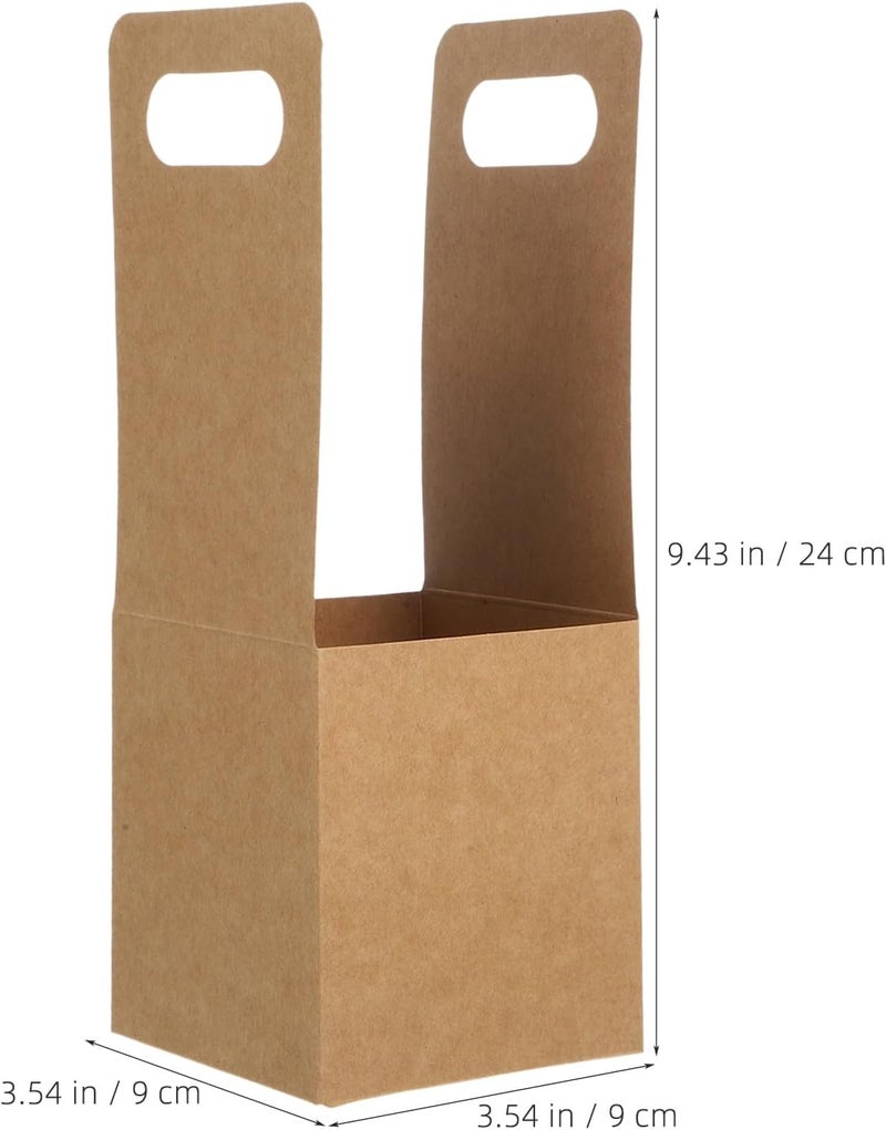 20pcs Foldable Cardboard Drink Carrier with Handle Portable Single Cup Takeout Holder Kraft Paper Beverage Box for Milk Tea Office or School Use - Image 2