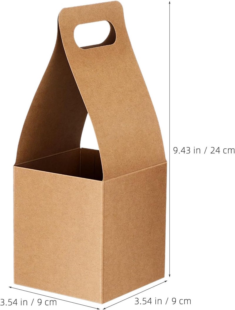 20pcs Foldable Cardboard Drink Carrier with Handle Portable Single Cup Takeout Holder Kraft Paper Beverage Box for Milk Tea Office or School Use - Image 4