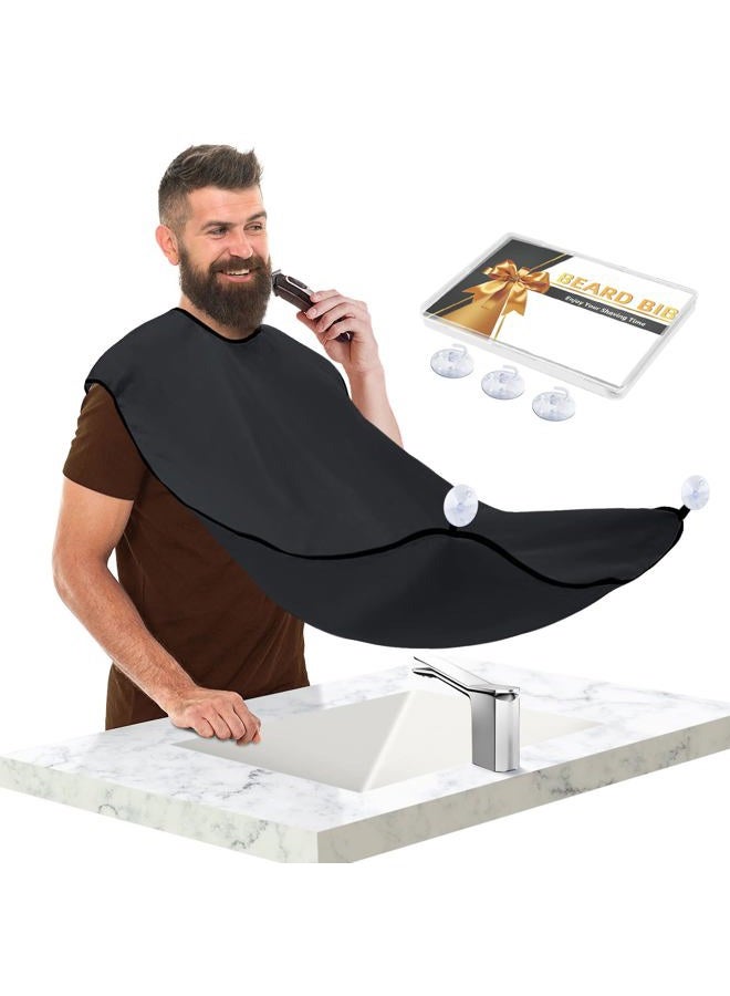GOOTON Gifts for Men Him Boyfriend Husband, Beard Bib Apron Cape Trimmer Hair Catcher for Sink Shaving, Waterproof Non-Stick, One Size Fits All, Grooming Accessories(Black) - Image 1