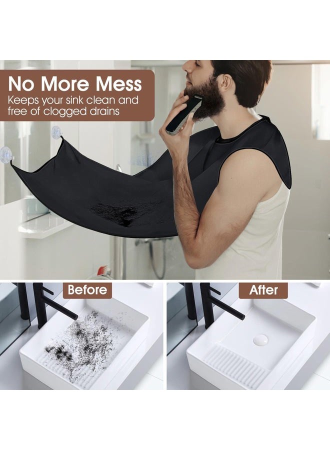 GOOTON Gifts for Men Him Boyfriend Husband, Beard Bib Apron Cape Trimmer Hair Catcher for Sink Shaving, Waterproof Non-Stick, One Size Fits All, Grooming Accessories(Black) - Image 3