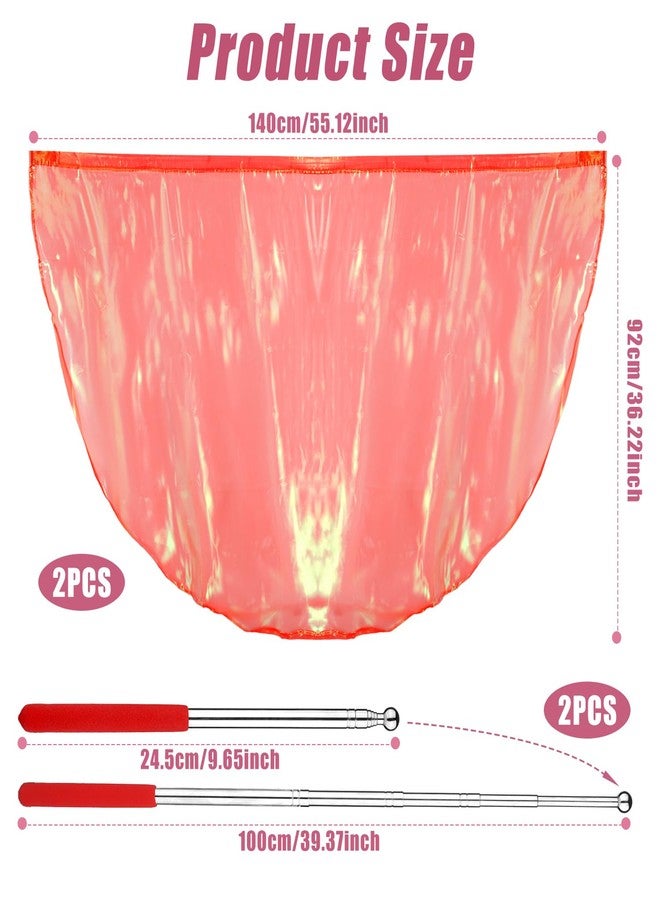 XIHIRCD 4pcs Worship Flags, 55 Inch Praise Dance Flags with Telescopic Stick Semicircle Worship Banners Worship Flags for Dance Church for Children Teenagers Adults (Transparent Bright Red) - Image 2