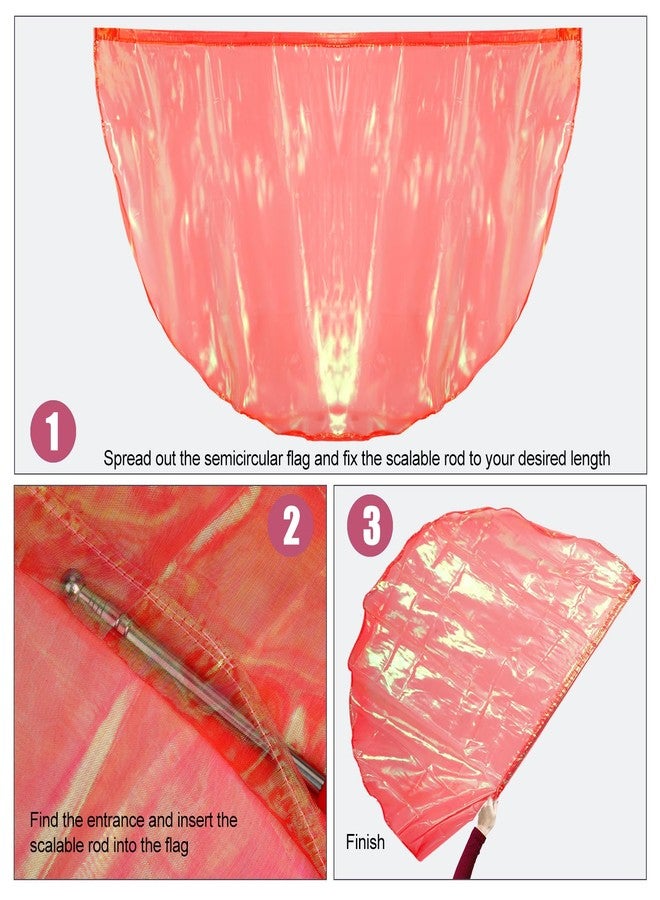 XIHIRCD 4pcs Worship Flags, 55 Inch Praise Dance Flags with Telescopic Stick Semicircle Worship Banners Worship Flags for Dance Church for Children Teenagers Adults (Transparent Bright Red) - Image 5