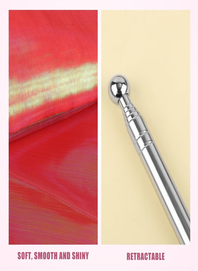 XIHIRCD 4pcs Worship Flags, 55 Inch Praise Dance Flags with Telescopic Stick Semicircle Worship Banners Worship Flags for Dance Church for Children Teenagers Adults (Transparent Bright Red) - Image 4