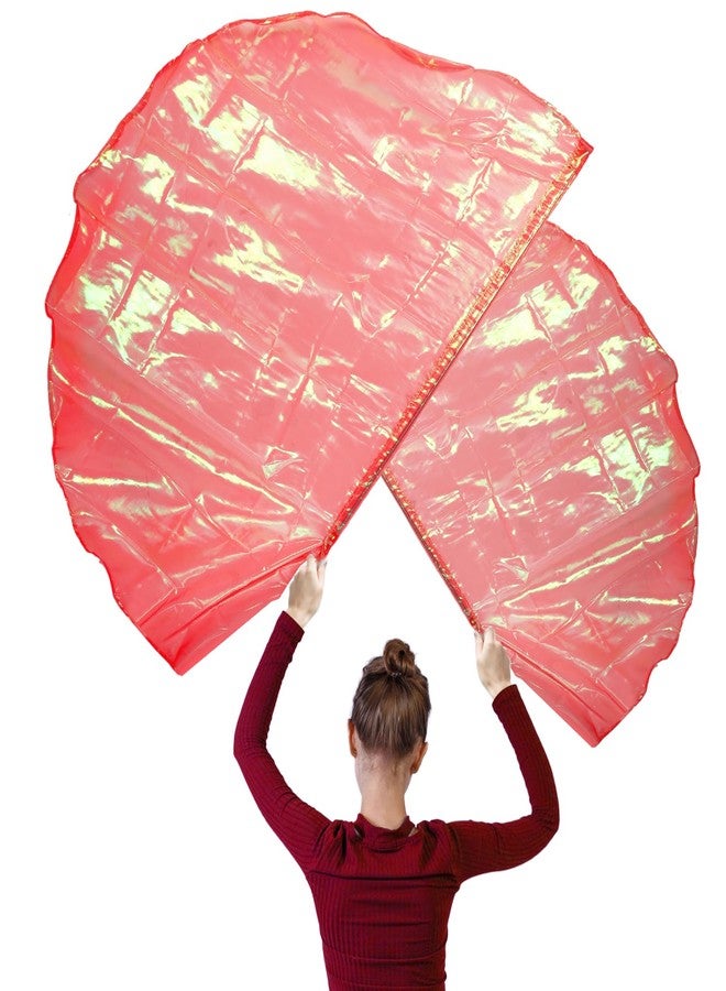 XIHIRCD 4pcs Worship Flags, 55 Inch Praise Dance Flags with Telescopic Stick Semicircle Worship Banners Worship Flags for Dance Church for Children Teenagers Adults (Transparent Bright Red) - Image 1