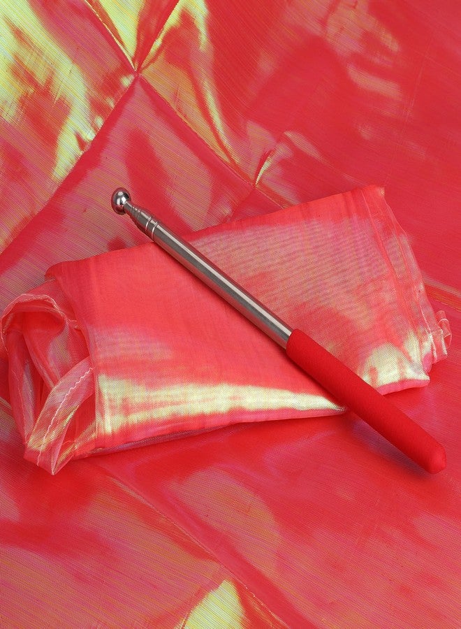 XIHIRCD 4pcs Worship Flags, 55 Inch Praise Dance Flags with Telescopic Stick Semicircle Worship Banners Worship Flags for Dance Church for Children Teenagers Adults (Transparent Bright Red) - Image 3