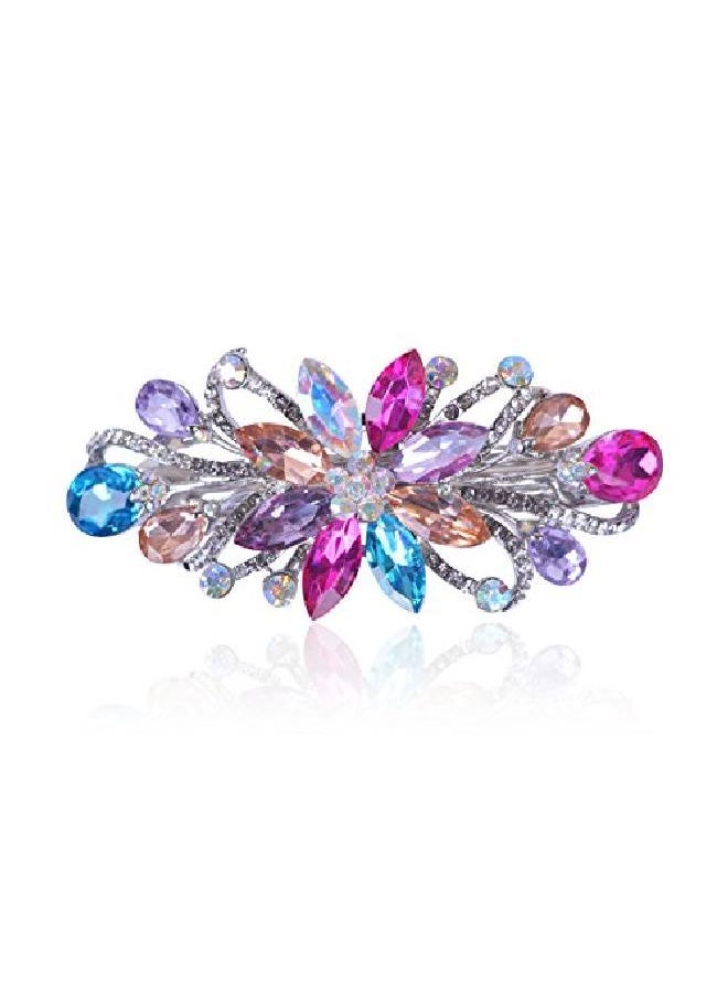 Sankuwen Flower Luxury Jewelry Design Hairpin Rhinestone Hair Barrette Clip (Multicolor)  - Image 2