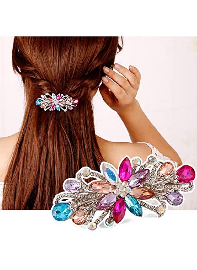 Sankuwen Flower Luxury Jewelry Design Hairpin Rhinestone Hair Barrette Clip (Multicolor)  - Image 3