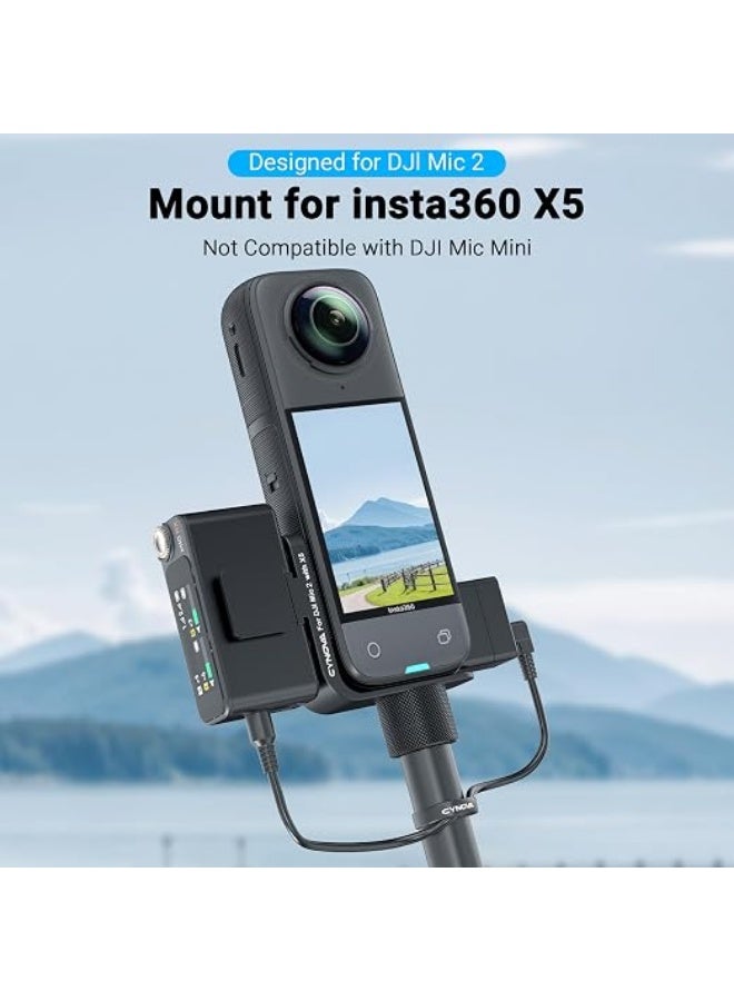 CYNOVA Insta 360 X5 Cold Shoe Mount, Invisible Mic Bracket for Insta360 X5 Accessories, Designed Specifically for DJI Mic 2（with 3.5mm Audio Cable and Fixed Velcro） - Image 2
