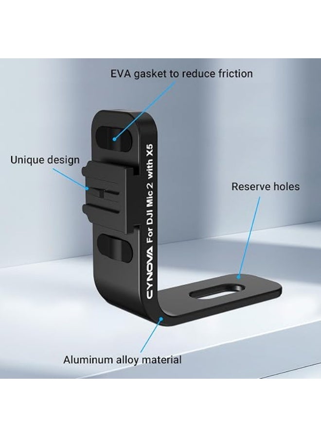 CYNOVA Insta 360 X5 Cold Shoe Mount, Invisible Mic Bracket for Insta360 X5 Accessories, Designed Specifically for DJI Mic 2（with 3.5mm Audio Cable and Fixed Velcro） - Image 5