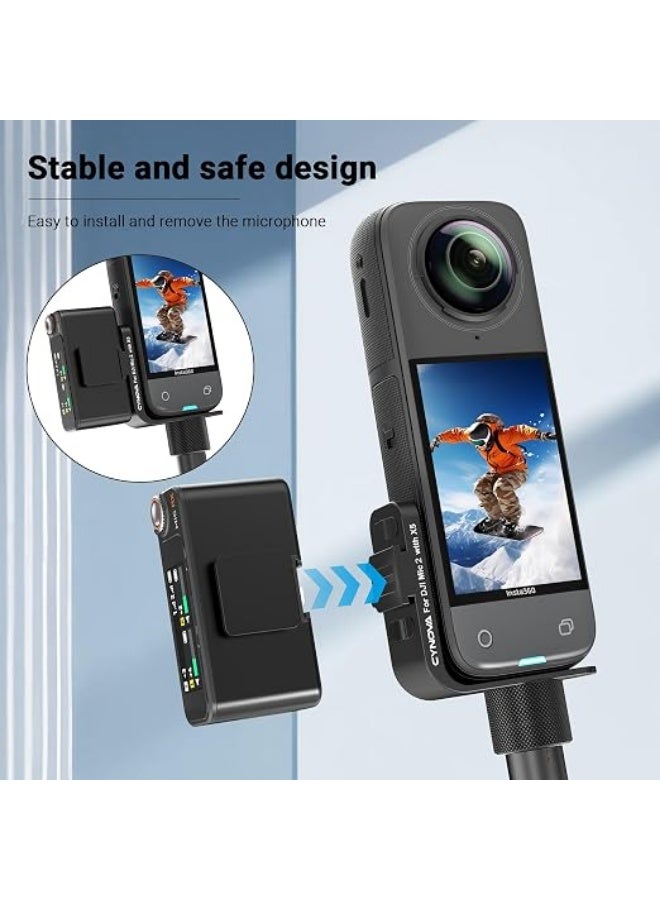 CYNOVA Insta 360 X5 Cold Shoe Mount, Invisible Mic Bracket for Insta360 X5 Accessories, Designed Specifically for DJI Mic 2（with 3.5mm Audio Cable and Fixed Velcro） - Image 3
