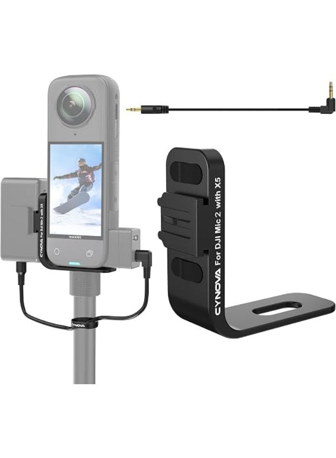 CYNOVA Insta 360 X5 Cold Shoe Mount, Invisible Mic Bracket for Insta360 X5 Accessories, Designed Specifically for DJI Mic 2（with 3.5mm Audio Cable and Fixed Velcro） - Image 1