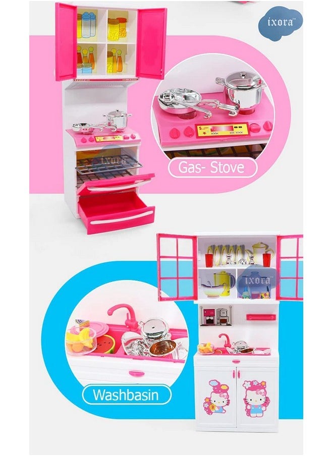 bluebell - Bluebell Plastic Modern Kitchen Set With Light & Sound-Openable Doors|Refrigerator|Oven|Kitchen Accessories|Fruits Toys For Girls|Boys|Kids Toy - Image 1