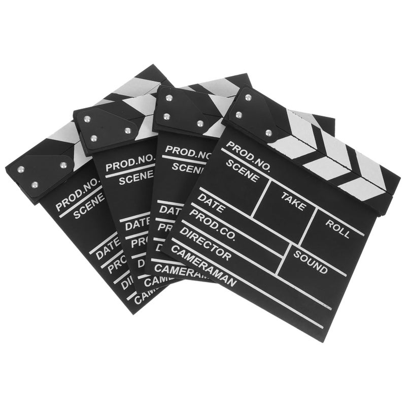 Wooden 4 Pcs Movie Clapboard Set Dry Erase Film Board Color Sticks For Director Photography Prop - Image 2