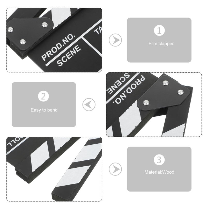 Wooden 4 Pcs Movie Clapboard Set Dry Erase Film Board Color Sticks For Director Photography Prop - Image 3