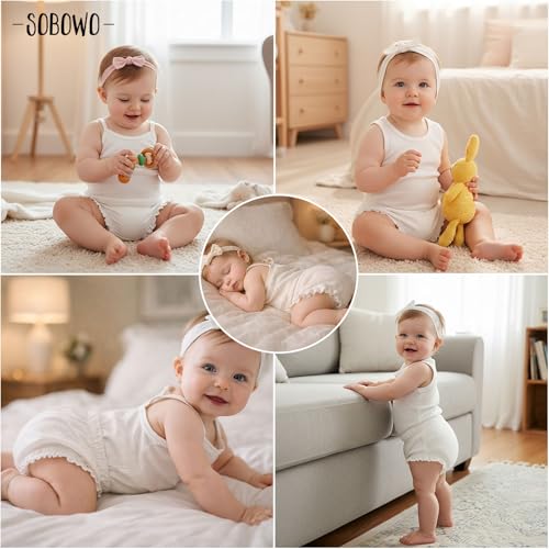SOBOWO 3-Pack Bloomers for Baby Girls Diaper Covers Ribbed Ruffle Solid Triangle Baby Girl Shorts Summer Toddler Underwear(3 Pieces White, 6-9 Months) - Image 2