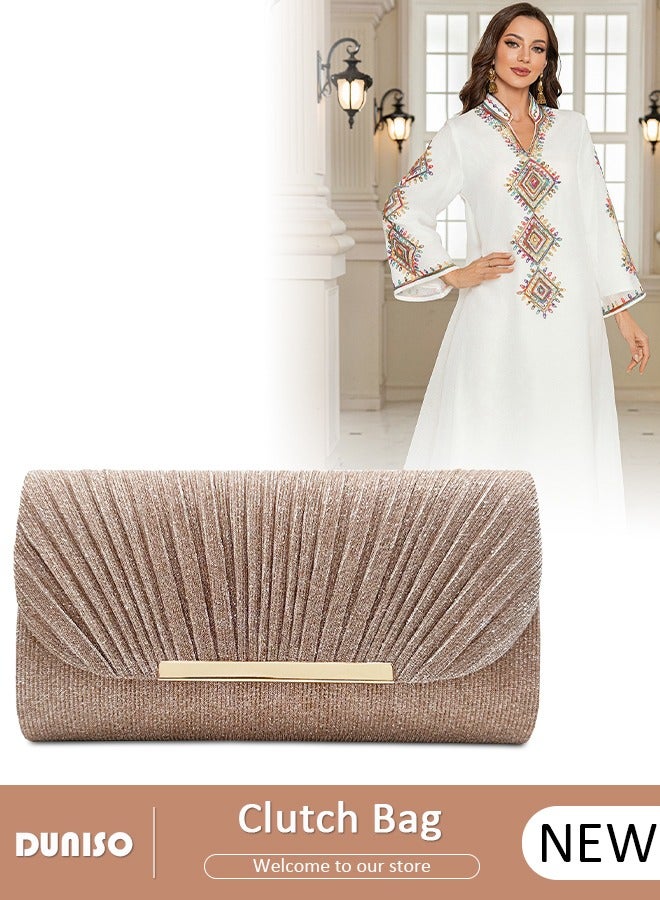 DUNISO Women Shiny Glitter Evening Clutch Crossbody Bag Envelope Handbag Chain Purse for Wedding Formal Cocktail Party  - Image 1