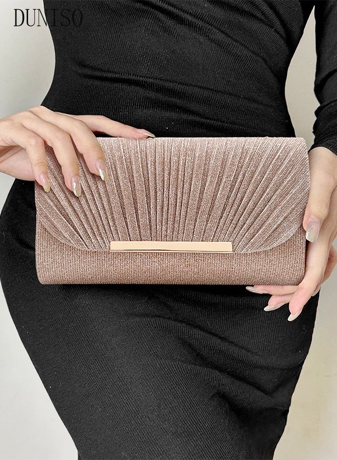 DUNISO Women Shiny Glitter Evening Clutch Crossbody Bag Envelope Handbag Chain Purse for Wedding Formal Cocktail Party  - Image 2