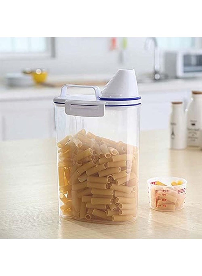 Arabest 4PCS Cereal and Dry Food Storage Containers, Airtight Plastic Kitchen Storage Organizer, Bpa Free, With Measuring Cup and Locking Lids, Clear Food Storage Box for Flour, Sugar, Rice  - Image 2