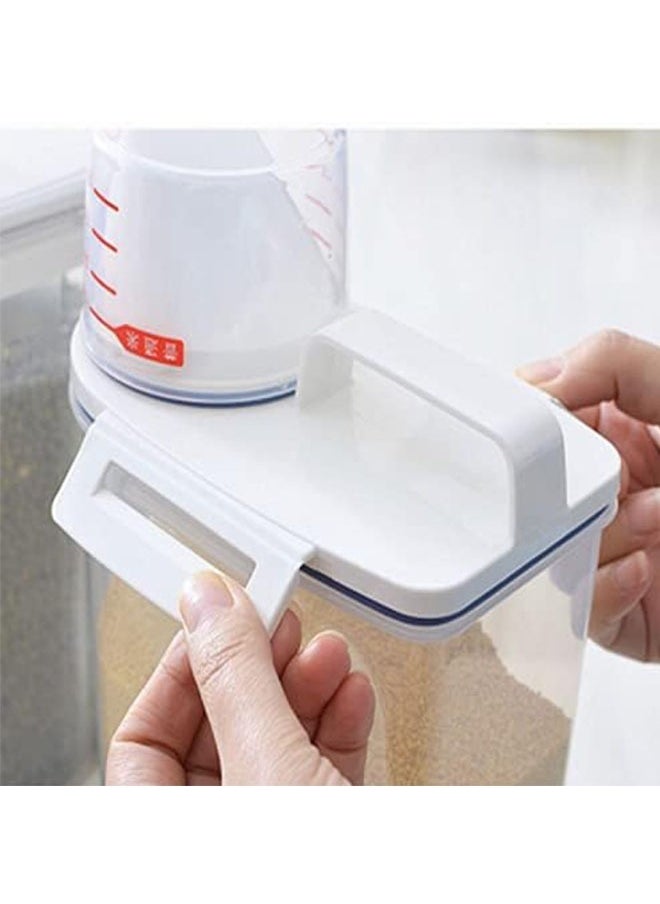 Arabest 4PCS Cereal and Dry Food Storage Containers, Airtight Plastic Kitchen Storage Organizer, Bpa Free, With Measuring Cup and Locking Lids, Clear Food Storage Box for Flour, Sugar, Rice  - Image 4