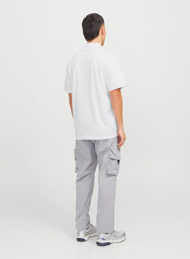 JACK & JONES Textured Badge Detail Regular Fit Polo T-Shirt