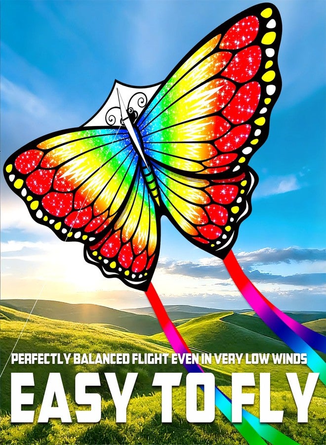 Hymaz 3 Pack Giant Butterfly Kites for Kids Age 4-8 8-12, Beach Kites with 328ft Kite String & Handles, Easy to Fly Kite with Long Tail, Flying Toys for Girls Adults Family Outdoor Activities Flying Fun - Image 3