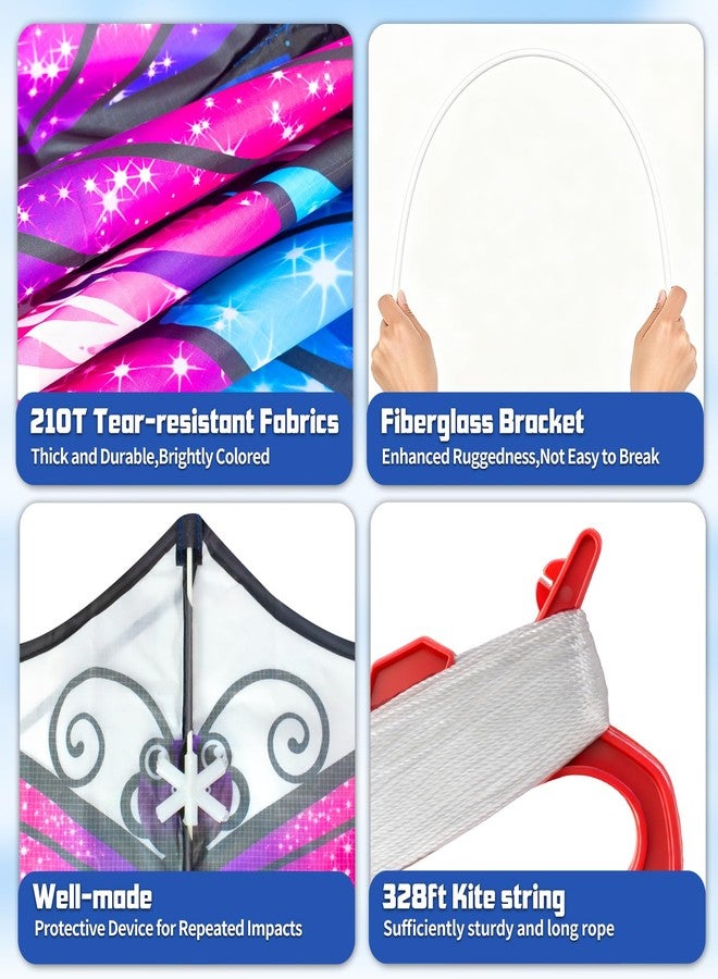 Hymaz 3 Pack Giant Butterfly Kites for Kids Age 4-8 8-12, Beach Kites with 328ft Kite String & Handles, Easy to Fly Kite with Long Tail, Flying Toys for Girls Adults Family Outdoor Activities Flying Fun - Image 5