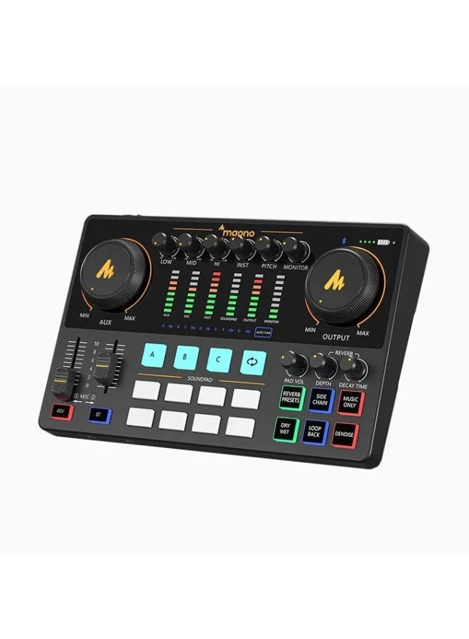 ماونو MaonoCaster E2 (AME2) كونسول بودكاست وواجهة صوت احترافية، خلاط صوت للبث المباشر، تسجيل المحتوى، مع مؤثرات صوتية، بلوتوث، USB-C، ودعم ميكروفونات XLR و3.5 مم - Image 4