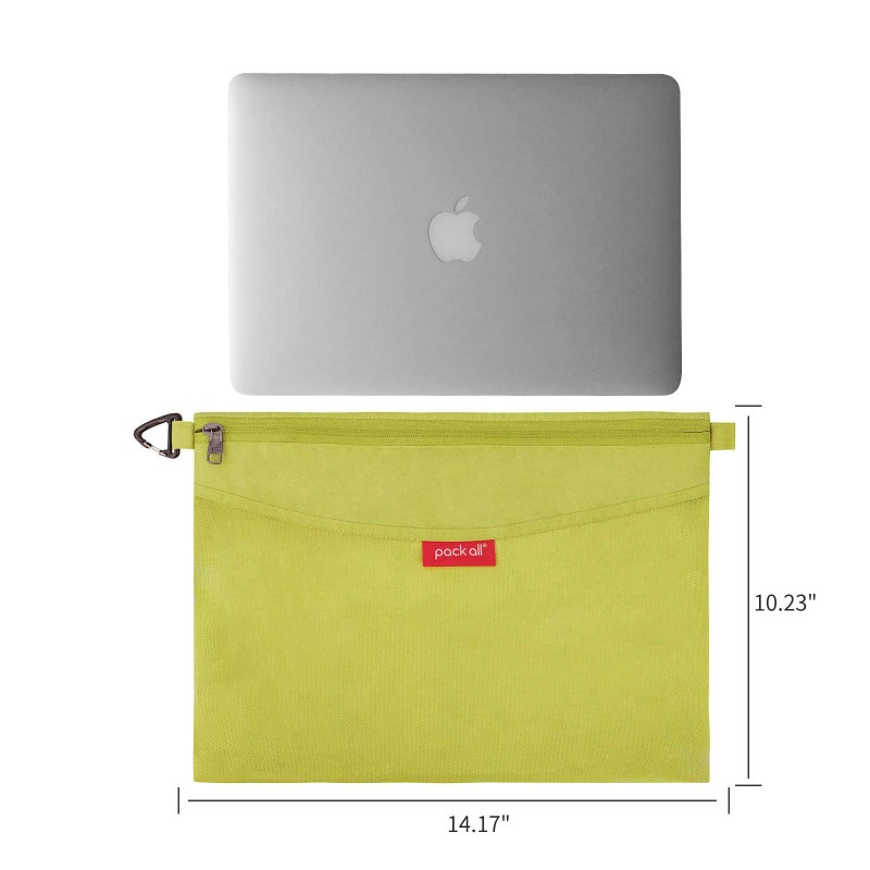 pack all Water-resistant Material Zipper Pouch, Mesh Zipper Bags for Storage, Travel, Office (Green, Large) - Image 2