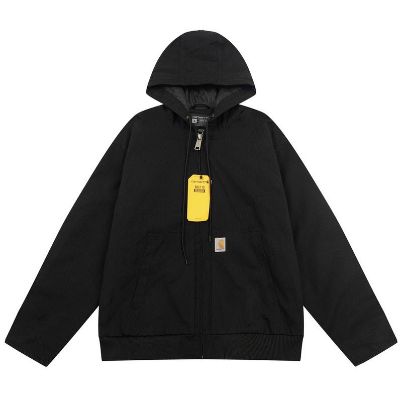in stock Carhart Carharrt Mainline American Washed Canvas Thickened Crock Jacket J130 Hooded Jacket Black [regular]