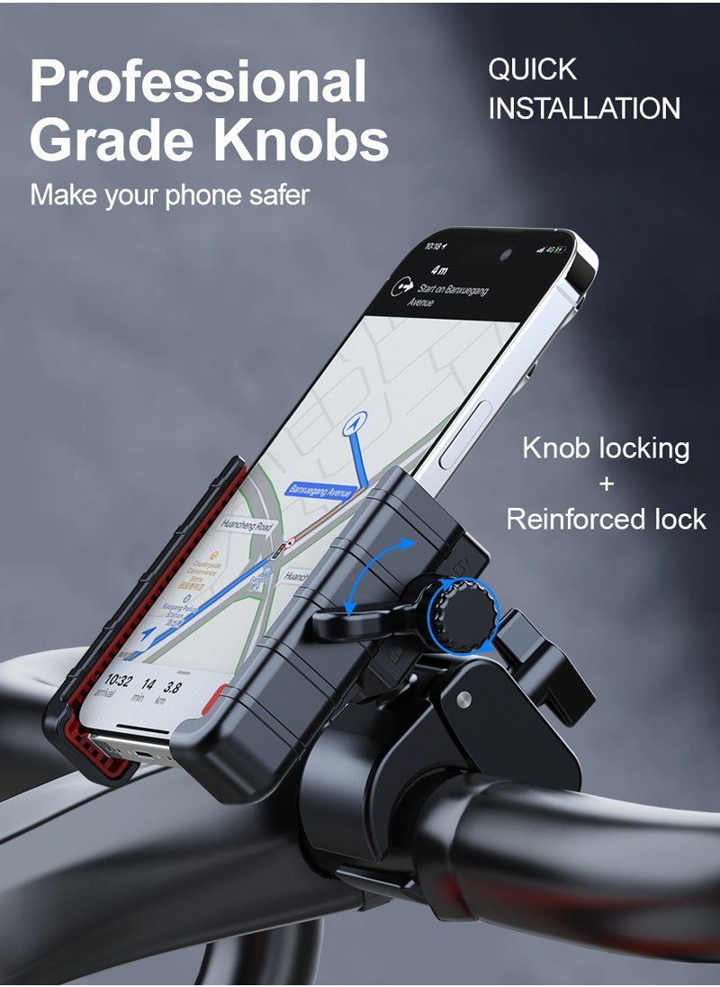 Generic - Cycling Phone Mount, Bicycle/Motorcycle Phone Holder, 360° Adjustment, Half-frame Style Does Not Affect Photography, 4.5-7 Inch, Black and Red - Image 1