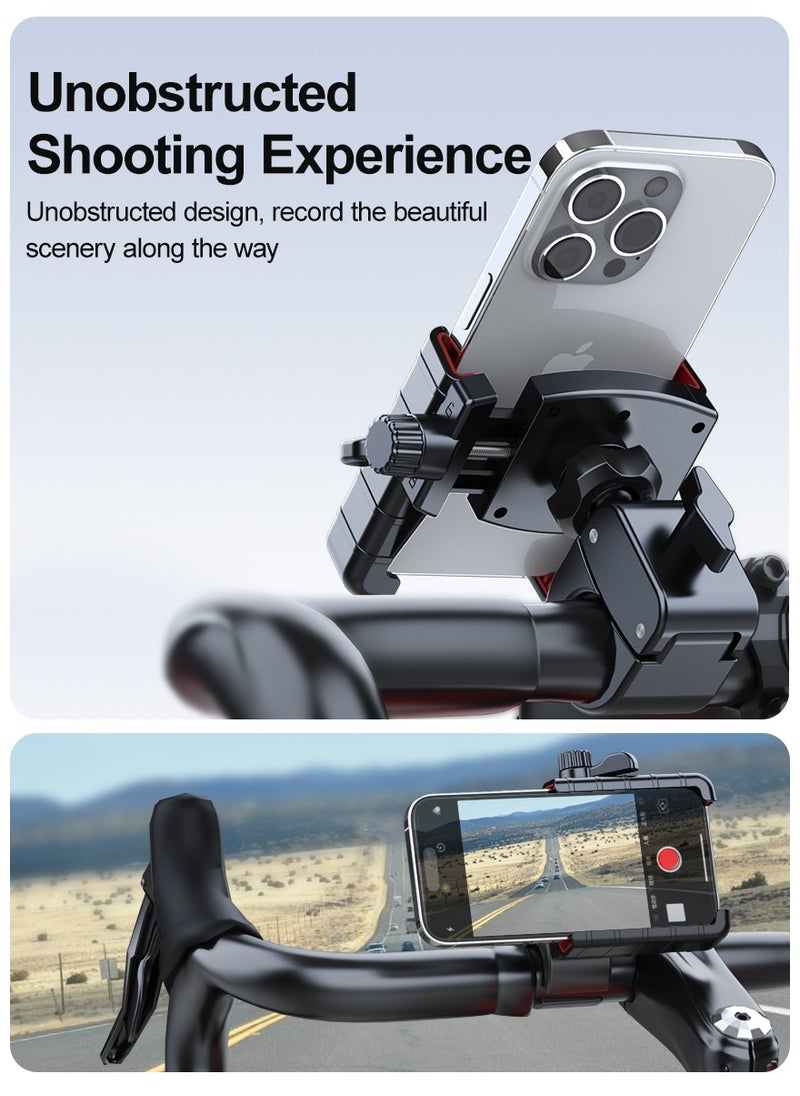 Generic - Cycling Phone Mount, Bicycle/Motorcycle Phone Holder, 360° Adjustment, Half-frame Style Does Not Affect Photography, 4.5-7 Inch, Black and Red - Image 1