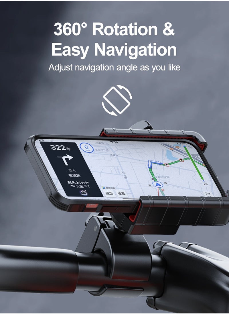Generic - Cycling Phone Mount, Bicycle/Motorcycle Phone Holder, 360° Adjustment, Half-frame Style Does Not Affect Photography, 4.5-7 Inch, Black and Red - Image 1