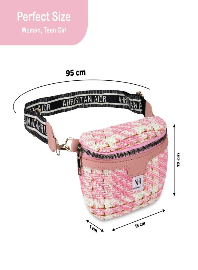 NFI essentials Waist Chest Bag for Women Belt Sling Pouch Crossbody Unisex Crossover Fanny Pack One Side Travel Handy Hiking Zip Bag Multipurpose Canvas Adjustable Thick Strap Shoulder Money Phone Bag - Image 4