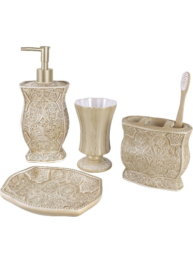 Creative Scents Victoria Beige Toothbrush Holder for Bathroom  Family Toothbrush and Toothpaste Holder  Decorative 3 Slot Toothbrush Cup Neatly Holds Multiple Toothbrushes and Toothpaste - Image 4