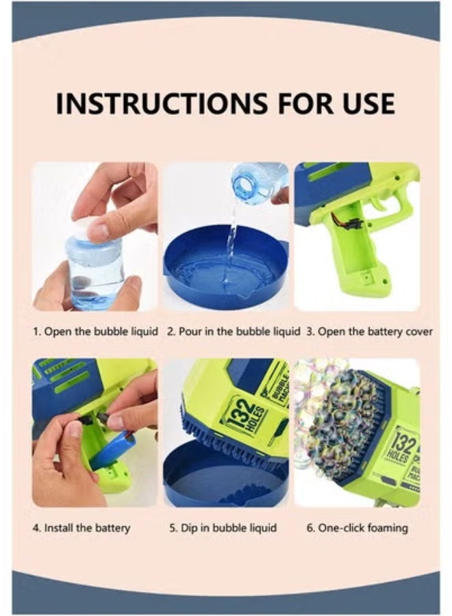 JAJEEK 132 Holes Bubble Gun Machine Toy for Kids – Giant Bubble Blower with Unique Rocket Launcher Design – Automatic Bubble Maker Producing Thousands of Large Bubbles Instantly – Safe, Easy to Use, Portable Outdoor and Indoor Toy for Parties, Playtime & Celebrations - Image 3