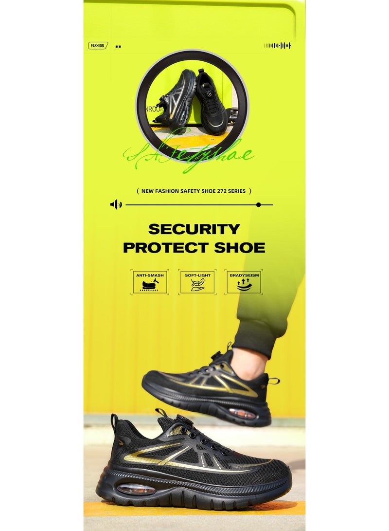 Men's and women's steel-toed safety shoes, hooded industrial safety sneakers, men's work shoes, breathable and comfortable non-slip industrial boots - Image 2