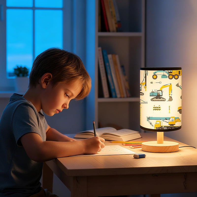 Glooglitter Construction Gifts Construction Truck Table Lamp 3 Colors Dimmable Lights 9.72 x 5.12 Inch Excavator Night Light Bedside Lamps Decoration for Bedroom Desk Birthday Gifts for Home - Image 3
