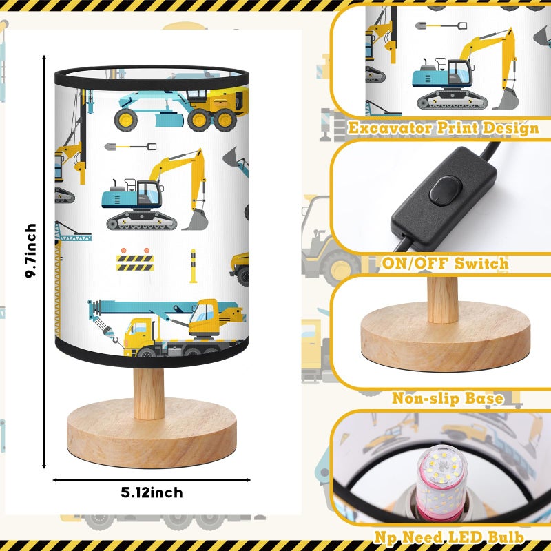 Glooglitter Construction Gifts Construction Truck Table Lamp 3 Colors Dimmable Lights 9.72 x 5.12 Inch Excavator Night Light Bedside Lamps Decoration for Bedroom Desk Birthday Gifts for Home - Image 2
