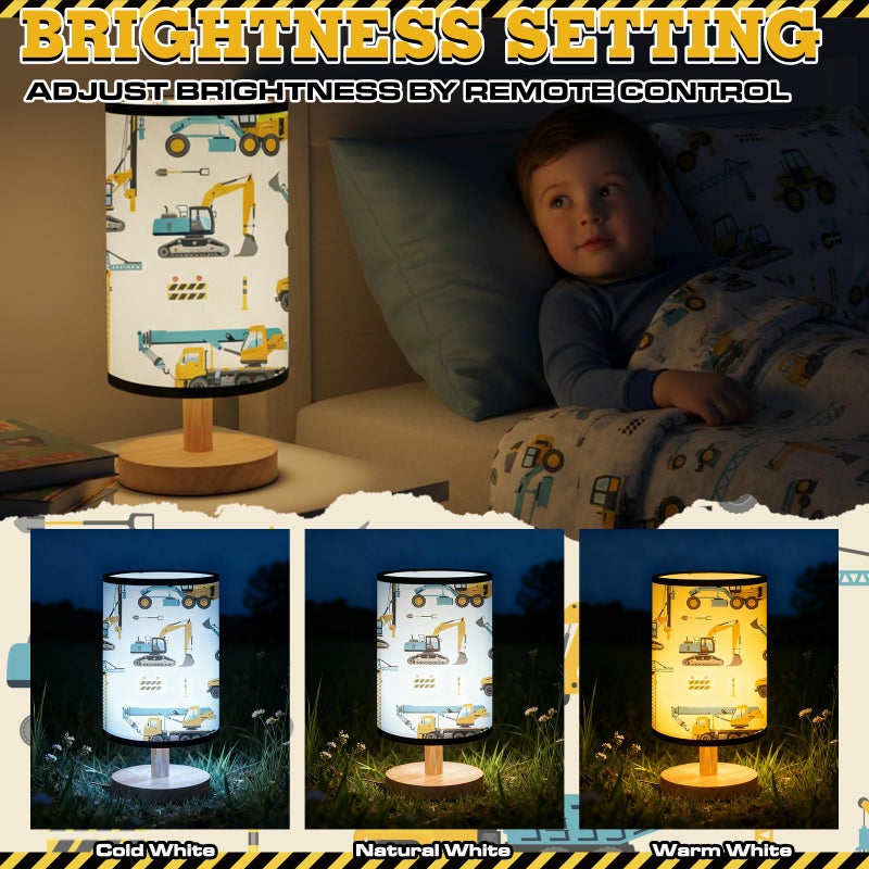 Glooglitter Construction Gifts Construction Truck Table Lamp 3 Colors Dimmable Lights 9.72 x 5.12 Inch Excavator Night Light Bedside Lamps Decoration for Bedroom Desk Birthday Gifts for Home - Image 4