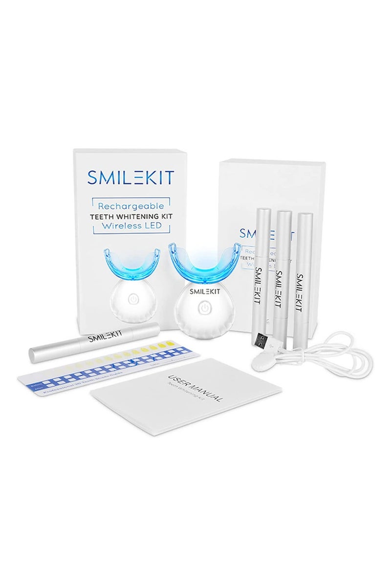 SMILEKIT Professional Teeth Whitening Kit with LED Light – 4 Whitening Pens, 35% Carbamide Peroxide – Mint Flavor – Rechargeable - Image 4