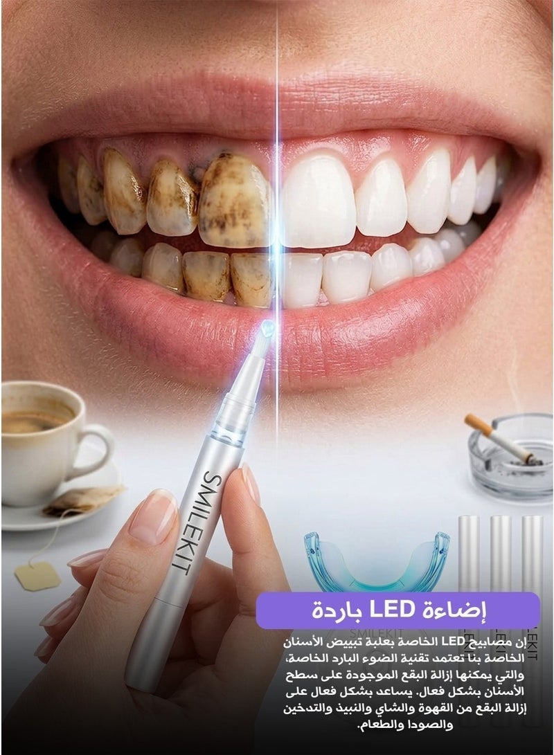 SMILEKIT Professional Teeth Whitening Kit with LED Light – 4 Whitening Pens, 35% Carbamide Peroxide – Mint Flavor – Rechargeable - Image 4